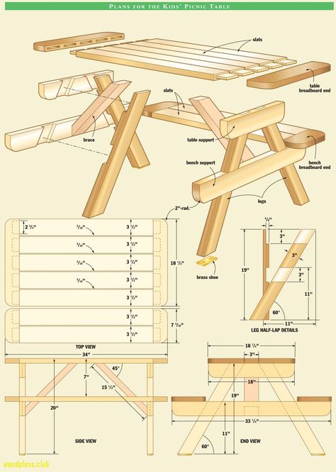 Kids Picnic Table Plans, Picnic Table Woodworking Plans, Kids Woodworking Projects, Woodwork Plans, Projek Kayu, Diy Picnic, Awesome Websites, Woodworking Plans Patterns, Diy Picnic Table