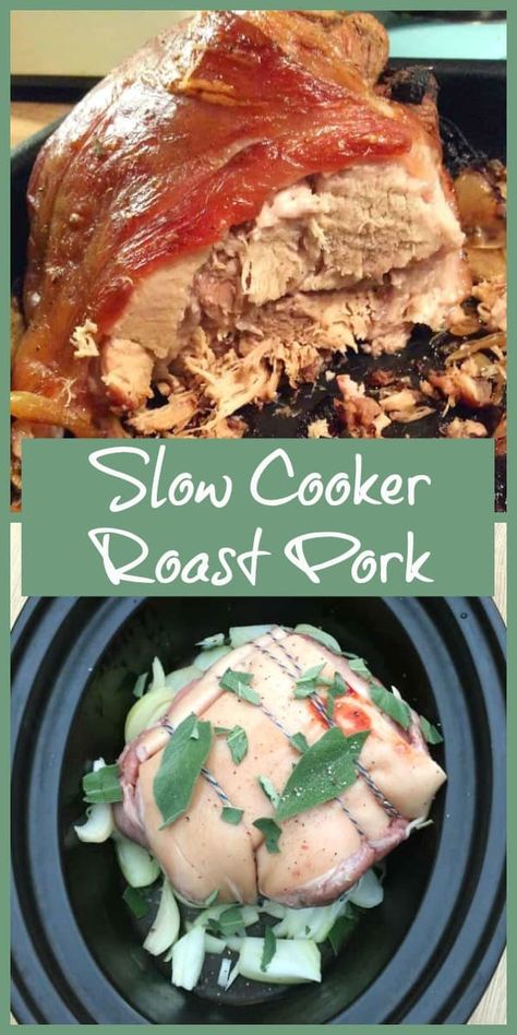 Do Sunday right with slow cooker roast pork with sage and onion, ideal for the colder months via @bakingqueen74 Slow Cooker Pork Loin, Slow Cooker Pork Roast, Sage Recipes, Slow Cooker Recipes Pork, Slow Cooker Baking, Slow Cooker Lamb, Slow Cooked Pork, Pork Roast Recipes, Slow Cooker Roast