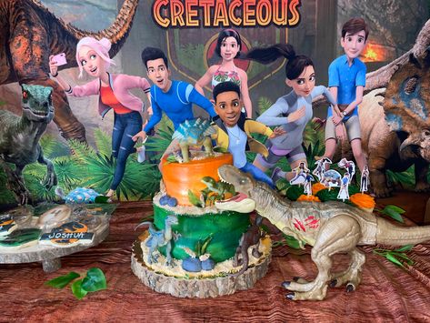 Camp Cretaceous Birthday Party, Camp Cretaceous Cake, Jurassic World Dominion, Thriller Novels, Moana Party, Camp Cretaceous, Ancient Animals, World Party, Prehistoric Animals