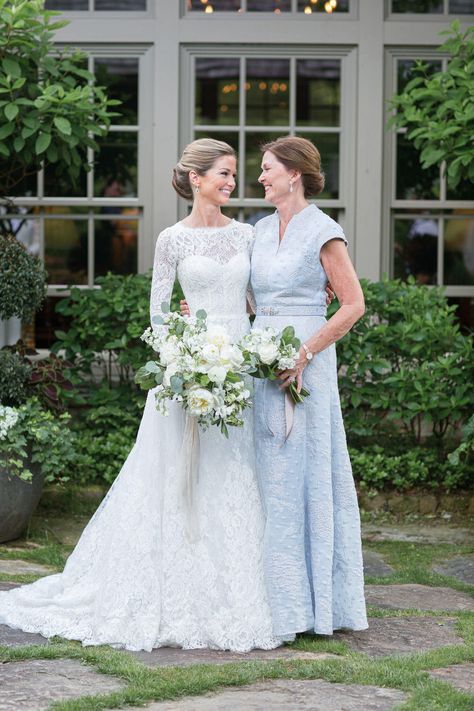 This gorgeous southern wedding in the mountains of North Carolina features a luxe tented ceremony and a lush floral wedding arch made up of white hydrangeas, peonies and garden roses. Also their sweet dog makes an appearance so you know we are in love! Mother Of The Groom Dresses For Outdoor Wedding, Tented Ceremony, Summer Mother Of The Bride Dresses, Elegant Mother Of The Bride, Senior Fashion, Wedding In The Mountains, Mother Pictures, Mother Dress, White Hydrangeas