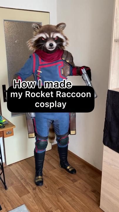 This is how I made my Rocket Raccoon cosplay :) #guardiansofthegalaxyv... | TikTok Rocket Raccoon Costume, Rocket Raccoon Cosplay, Rocket Cosplay, Raccoon Costume, Rocket Raccoon, Racoon, Rocket, Halloween, Art