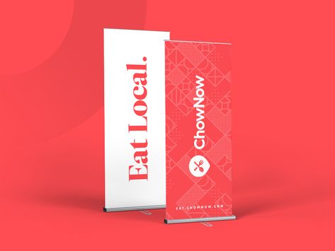 ChowNow - Trade Show Banners red trade show roll-up roll up banner branding brand Roll Up Banner Design Minimalist, Roll Up Design Creative, Banner Roll Up Design, Trade Show Banners, Trade Show Banner, Pull Up Banner Design, Rollup Design, Standing Banner Design, Banner Branding