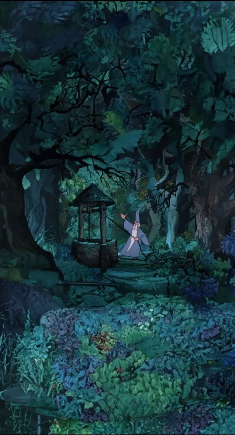 Disney Nature Aesthetic, Dreamlight Valley Wallpaper, Disney Forest Background, Old Disney Movies Aesthetic, Dark Disney Wallpaper, Old Disney Aesthetic Wallpaper, Old Disney Animation, Vintage Disney Wallpaper, Old Disney Aesthetic