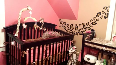 Cheetah or leopard print baby bella maya crib set with pink and leopard accent walls Cheetah Print Nursery, Pink Cheetah Print Room, Leopard Print Nursery, Pink Leopard Nursery, Cheetah Nursery Baby Girl, Leopard Nursery, Baby Crib Bedding Sets, Baby Leopard, Girl Cribs