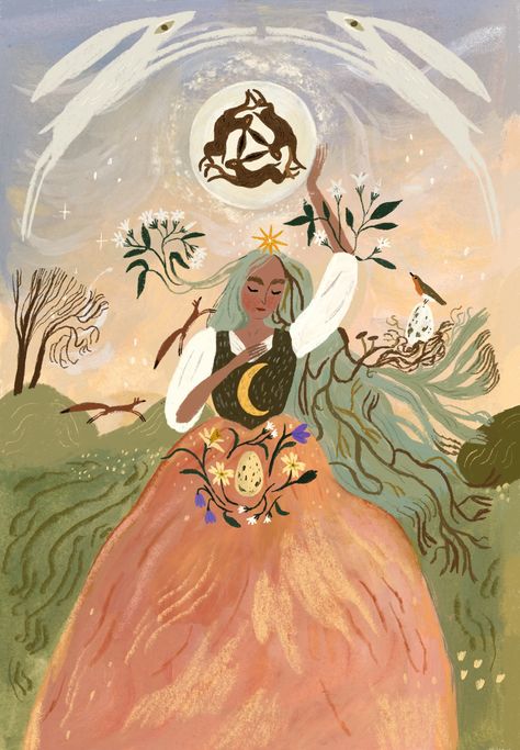 Seasons Of The Witch Oracle, Spirit Element, Alchemy Illustration, Style Graphique, Sacred Circle, Witch Tarot, Life Vision, Oracle Tarot, Gouache Art