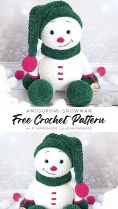 Amigurumi Snowman Free Pattern — Snowman Free Crochet Pattern Holiday Crochet Patterns, Crochet Christmas Ornaments Free, Christmas Crochet Patterns Free, Textured Crochet, Crochet Christmas Gifts, Crochet Toys Free, Crochet Snowman, Crochet Xmas, Sweater Patterns