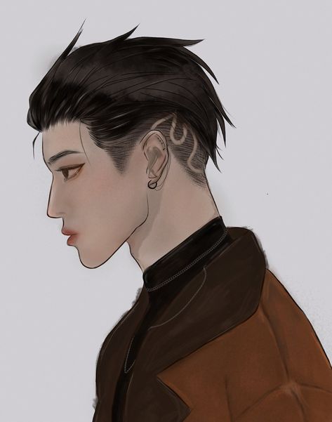 Taeyong Undercut, Nct Drawing, Boys Undercut, Undercut Design, Fanart Nct, Undercut Designs, Undercut Men, Unique Faces, Cute Love Cartoons