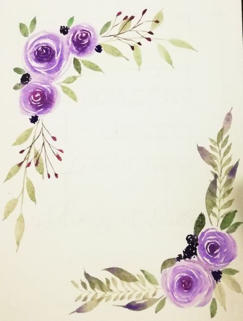 Poster Border Design Aesthetic, Border Painting Design Easy, Boarder Flower Designs, Vintage Boarders Designs For Projects, Page Borders Design Beautiful Aesthetic, Flowers Boarder Design, Page Boarder Designs Aesthetic, Watercolor Boarders, Simple Boarder Designs Aesthetic