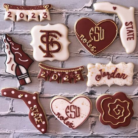 Fsu Cookies Decorated, Fsu Birthday Party Ideas, Fsu Graduation Party Ideas, Fsu Cake Ideas, Fsu Party Decorations, Fsu Graduation Party, Fsu Cake, Fsu Party, 2enior Ye4r