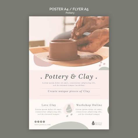 Premium PSD | Organic skincare brochure template psd Skincare Brochure, Pottery Poster, Workshop Poster, Brochure Template Psd, Ceramic Workshop, Pottery Workshop, Organic Skincare, Pottery Designs, Clay Pottery