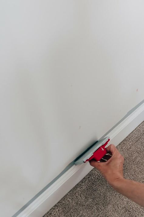 Painters Tape Caulk Trick, How To Tape Before Painting, How To Paint Edges Of Walls, Paint Edging Tips, How To Tape Walls Before Painting, Paint Tips And Tricks Wall, Paint Edger Tools, How To Paint A Wall, Painting Tips Walls