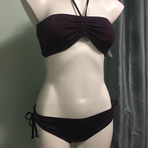 Mossimo Bikini Dark Purple, New With Tags Top Size Large, Halter, Removable Padding Bottom Size Small, Ties On Side, Junior Sizing Bikinis 2000s Fashion, Grunge Swimwear, Outfits Names, Y2k Swimsuit, Purple Swimsuit, Clothing Reference, Halter Swim Top, 2000s Outfits, Swimsuits Outfits