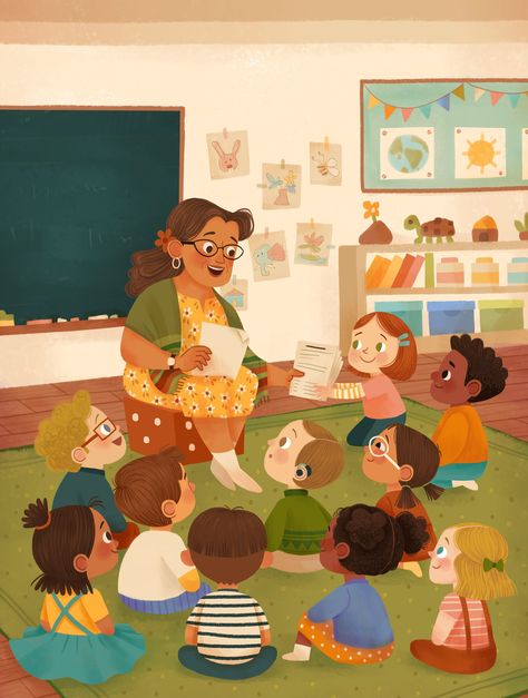 Child Books Illustration, Teaching Illustration, Stage Illustration, Book Illustration Layout, Book Illustration Design, الفن الرقمي, Story Books Illustrations, School Illustration, Illustration Art Kids