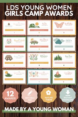 Young Women Camp Themes, Girls Camp Awards, Camp Awards, Lds Girls Camp, Girls Camp Crafts, Secret Sister Gifts, Women Nature, Award Ideas, Lds Young Women