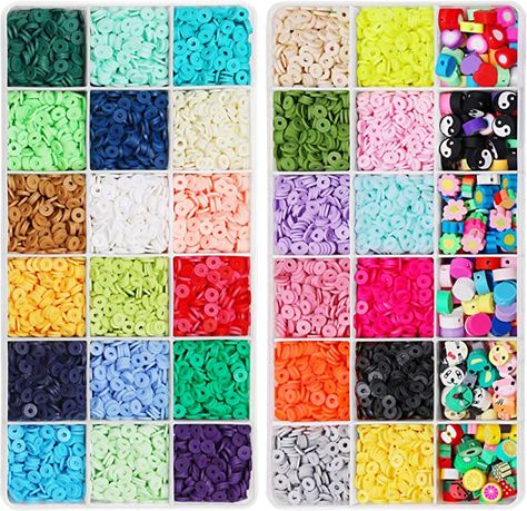 Amazon.com: 2000pcs White Clay Beads for Bracelets Making, Flat Round Polymer Clay Beads 6mm Spacer Heishi Beads for Jewelry Making Earring Bracelets Necklace Anklets Diy, Decorative Stamps, Flat Beads, American Girl Doll Crafts, Jewelry Making Earrings, Jewelry Making Bracelet, Beads Bracelet Design, Polymer Jewelry, Necklace Ring