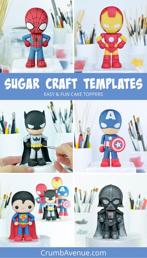 Fondant Superhero, Darth Vader Cute, Marvel Birthday Cake, Birthday Cake For Boys, Superhero Cake Toppers, Superman Birthday Party, Marvel Birthday, Spiderman Birthday Cake, Superman Birthday