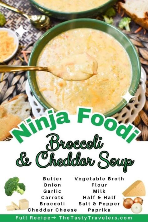 Ninja Foodi Broccoli, Broccoli And Cheddar Soup, Broccoli And Stilton Soup, Cauliflower Cheese Soups, Broccoli And Cheddar, Ninja Cooking System Recipes, Buttered Vegetables, Cream Of Broccoli Soup, Broccoli Soup Recipes