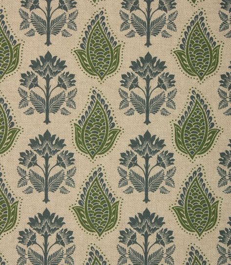 Nora Fabric / Indigo / Sap Green Curtain And Blinds, French Country Bedding, Block Print Wallpaper, Sap Green, Cottage Decor Living Room, Block Printed Textiles, Ajrakh Prints, Big Wall Art, Fabric Blinds