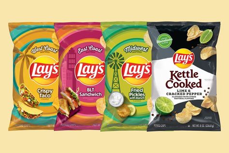 Lay’s Is Debuting 4 Nostalgic Flavors That’ll Remind You of Home Lays Chips Flavors, Chip Flavors, Lays Flavors, Regions Of The United States, Lays Chips, Crispy Tacos, Cracked Pepper, Bar Drinks, Non Alcoholic Drinks