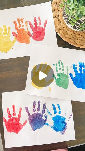 Lindsay Smith on Instagram: "Have some fun color mixing and learning about primary colors with your little ones! Supplies: -White paper (printer paper works fine 👍🏼) -Red, blue, and yellow washable paint (I use the brand Colorations on Amazon-linked in my bio) -Paintbrushes -Lots of baby wipes 🤣 How to: -Paint each of your child’s hand with 2 primary colors. -Stamp their handprints on either side of a white piece of paper. -Add a little more paint to their hands. Have them rub their hands together to see what the 2 colors make! -Stamp one handprint of the new secondary color in the middle of the white paper. -Wash their hands and repeat with 2 more primary colors. Red + Blue Red + Yellow Blue + Yellow I love to have them guess what color it will make and then see the wonder and sur Lindsay Smith, Mixing Primary Colors, Color Mixing Chart, Paper Works, Washable Paint, Hands Together, Different Shades Of Pink, Fun Color, Printer Paper