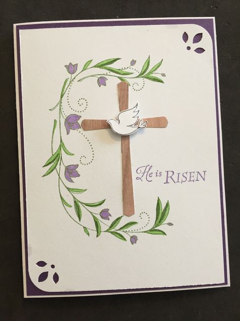 He Is Risen Cards Handmade, He Is Risen Cards, Christian Easter Cards Handmade, Cross Cards, Handmade Invitation Cards, Easter Cards Handmade, Card Inspo, Easter Religious, Christian Cards