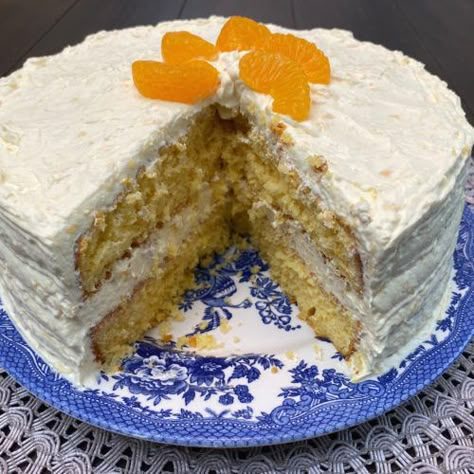 Pea Picking Cake, Orange Layer Cake Recipe, Southern Potluck, Orange Layer Cake, Mandarin Cake, Mandarin Orange Cake, Southern Cake, Nursing Cake, Orange Cake Recipe