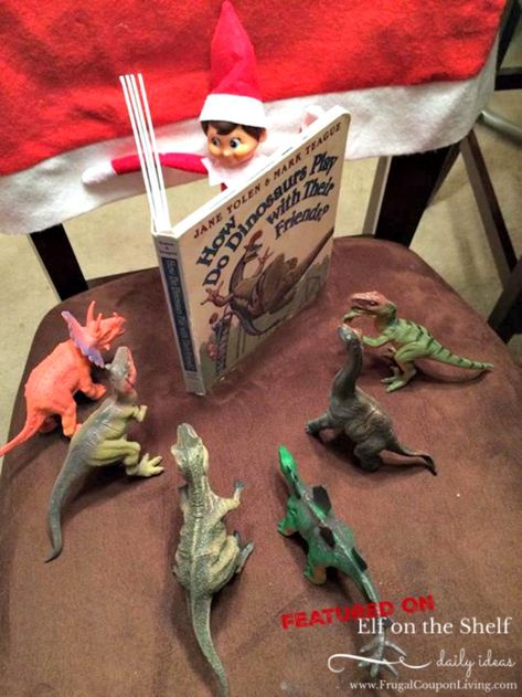 Settle the dinosaurs down and read them the classic tale of “How do Dinosaurs Play with Their Friends?” We want you! Send us your Funny, Easy, and Creative Elf on the Shelf Ideas. Hundreds of ideas found on Frugal Coupon Living. Elf On The Shelves, Elf Classroom, Funny Christmas Decorations, Elf Ideas Easy, Timmy Time, Stylish Tips, Awesome Elf On The Shelf Ideas, Elf Magic, Elf Activities