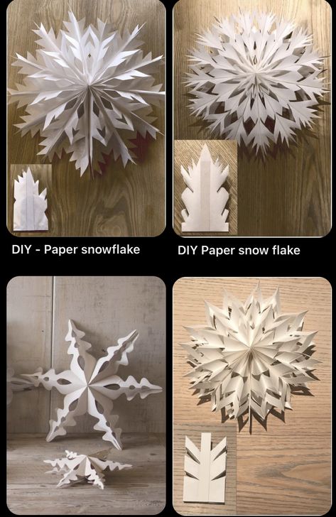 Snöflingor I Papper, Paper Bag Snowflakes, Bag Snowflakes, Paper Snowflakes Diy, Jul Diy, Make Paper Flowers, Easy Paper Flowers, Christmas Paper Crafts, How To Make Paper Flowers