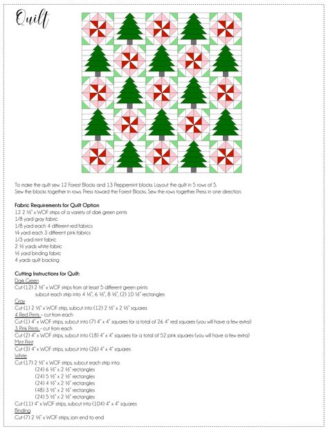 Peppermint Forest Quilt.pdf Peppermint Pines Quilt Pattern, Christmas Present Quilt Pattern, Peppermint Quilt, Easy Christmas Quilt, Grinch Quilt, Pine Tree Quilt, Christmas Present Quilt, Pixel Quilt Pattern, Peppermint Forest