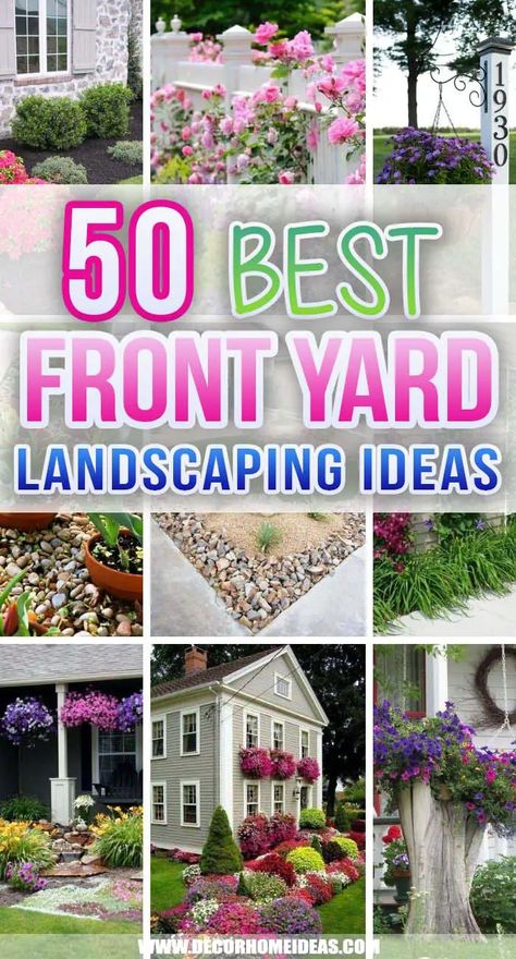 Best Front Yard Landscaping Ideas. Beautiful front yard landscaping ideas will help you boost your curb appeal and add a personal touch to your outdoor space without hesitation and hard work. #decorhomeideas Landscaping Ideas For Small Spaces, Front Yard Low Maintenance Flower Bed Ideas, Easy Landscaping Around House, Landscaping Ideas For Small Front Yard, Flower Walkway Front Yards, Front Lawn Garden Ideas, Landscape In Front Of Porch, Landscape Ideas For Front Of House, Front Yard Planter Ideas