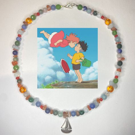 Ponyo Inspired Necklace, Studio Ghibli Beaded Necklace, Studio Ghibli Beaded Bracelet, Ponyo Jewellery, Ghibli Bracelet, Studio Ghibli Necklace, Anime Inspired Jewelry, Ghibli Necklace, Anime Jewelry