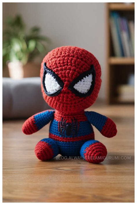 Amigurumi Spider-Man Crochet Free Pattern Crochet Spiderman Free Pattern, Spider Man Crochet Pattern, Spider Man Pattern, Spider Man Crochet, Amigurumi Spider, Batman Keychain, Crochet Abbreviations, Amigurumi Elephant, Crochet Amigurumi Free