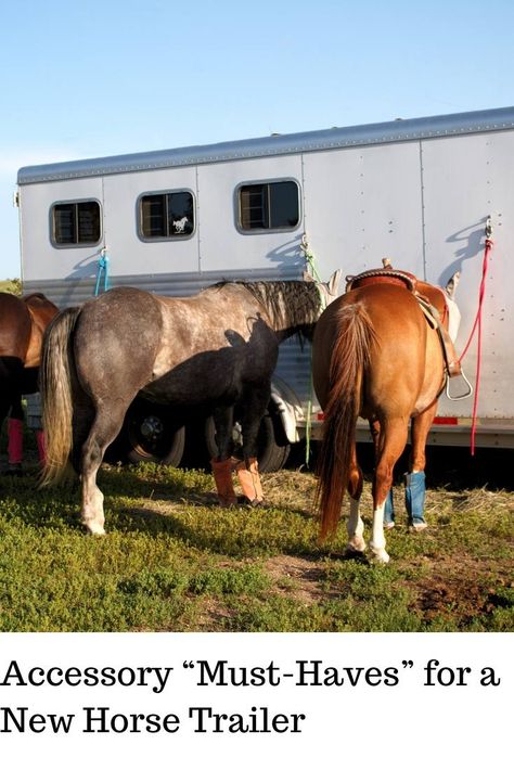 Essential items everyone needs in their horse trailer. #horsetrailer #haulinghorses #horse #trailers #first-aid Horse Trailer Essentials, Horse Trailer Hacks Tack Rooms, Living Quarters Horse Trailer Hacks, Small Horse Trailer Organization, Horse Trailer Decorating Ideas, Bumper Pull Horse Trailer Organization, Horse Trailer Organization Gooseneck, Horse Trailer Must Haves, Horse Trailer Storage Ideas