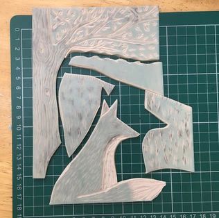 Jigsaw Linocut Print, Jigsaw Linocut Ideas, Jigsaw Linocut, Lino Cut Ideas, Linocut Prints Art, Lino Cut Art, Linocut Tutorial, Lino Print Pattern, Reduction Linocut