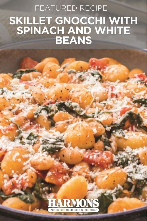 Gnocchi With White Beans, Gnocchi And Spinach Recipes, Skillet Gnocchi Recipes, Skillet Gnocchi, Gnocchi With Spinach, Lenten Meals, Fish Friday, Vegetarian Protein, Calorie Meals