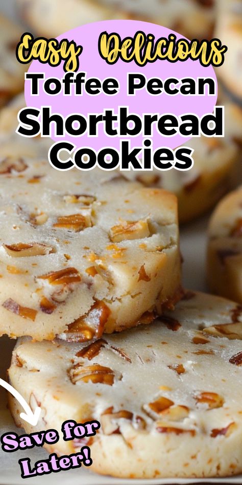 Toffee Pecan Shortbread Cookies Toffee Shortbread Cookies, Pecan Shortbread Cookies, Pecan Shortbread, Different Types Of Cakes, Toffee Candy, To My Grandmother, Buttery Shortbread, Dipped Cookies, Shortbread Cookie Recipe