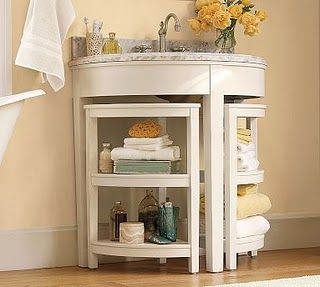 DIY pedestal sink to vanity. OMG I so want to do this! Storage Under Pedestal Sink, Cabinet For Pedestal Sink, Round Bathroom Vanity, Pedestal Sink Storage, Bathroom Cabinets Over Toilet, Outdoor Furniture Modern, Painting Bathroom Cabinets, Under Sink Cabinet, Sink Ideas