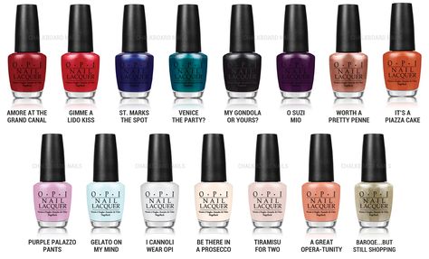 OPI Venice Collection via @chalkboardnails Opi Manicure, Opi Nail Polish Colors, Opi Collections, Nails 2015, Chalkboard Nails, Winter Nail Polish, Popular Nail Colors, Opi Colors, Opi Polish