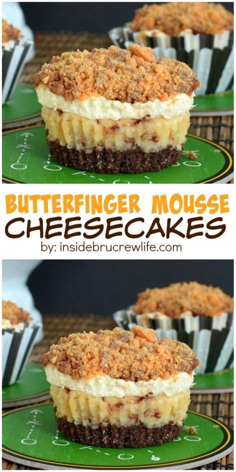 Mouse Cheesecake, Mousse Cupcakes, Butterfinger Cheesecake, Mousse Cheesecake, Butterfinger Candy, Cheesecake Mousse, Vanilla Cheesecake, Dessert Simple, Peanut Butter Cheesecake