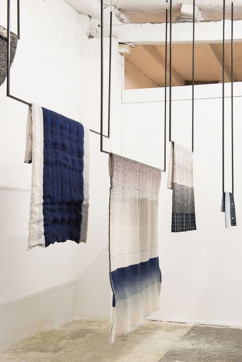 MOD collection _ Salone del Mobile 2015 _TEXTILE HUES _ Studio Mae Engelgeer www.mae-engelgeer.nl Stand Feria, Fabric Display, 아파트 인테리어, Exhibition Display, Showroom Design, Textile Designer, Interior Design Magazine, Design Textile, Modern Door