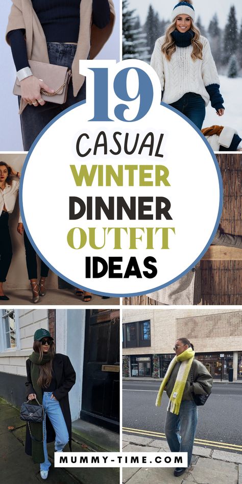 Need a cozy, chic look for winter dinners? ❄️🧣 This outfit idea combines comfort with style for the perfect casual winter dinner ensemble. Stay warm and fashionable with these key pieces! Don’t forget to save this pin for your next winter night out! 📌💖 Outfit Ideas For Casual Dinner, Casual But Dressy Outfits Winter, Dinner Out Outfit Winter, Coffee Date Winter Outfit, Lunch Date Outfit Casual Classy Winter, Casual Winter Lunch Outfit, Outfit For Dinner With Family Night, Winter Lunch Outfit Ideas, Winter Outfits For Cold Weather