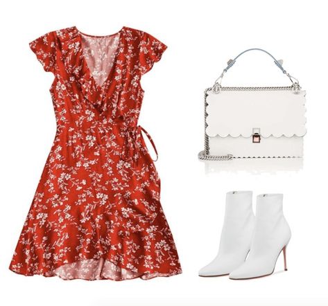 red floral dress, white boots | spring trends | spring outfit ideas | spring fashion | fashion | fashion blog | fashion blogger Red Floral Dress Outfit, Trendy Mom Outfits, Floral Dress Outfits, Capsule Wardrobe Outfits, Red Floral Dress, Wardrobe Outfits, Church Outfits, Spring Trends, Outfit Inspo Fall