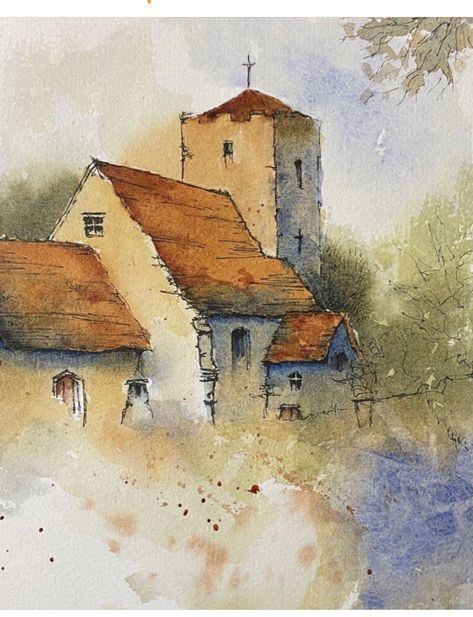 Old Italian House, Line And Wash, House Watercolor, Watercolor House Painting, Watercolor Art Landscape, Italian House, Watercolor Architecture, Diy Watercolor Painting, Watercolour Inspiration