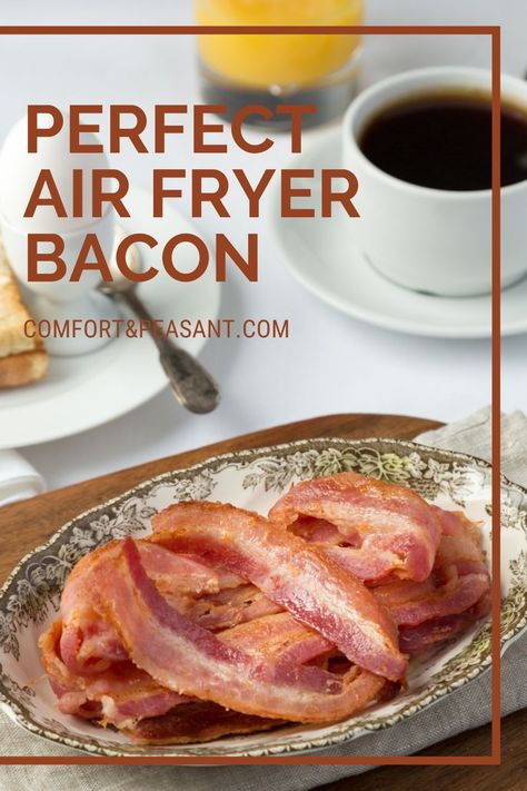 The simplest method for cooking perfectly done bacon every time. #best #easy #simpe #quick #turkeybacon #crispy Bacon Recipes For Breakfast, Air Fryer Bacon Crispy, Healthy Bacon Recipes, Cuisinart Air Fryer, Air Fry Bacon, Bacon Recipes Breakfast, Cooking Turkey Bacon, Air Fryer Bacon, Perfect Bacon