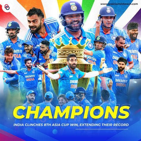 Congratulations to the Asian Cup champions! 🇮🇳🏆 Team India's unforgettable performance clinched the title with a commanding 10-wicket victory against Sri Lanka. Well done, TeamIndia! 🇮🇳 & Mohammed Siraj! Asia Cup 2023 | Team India | Winner | Sports Creative Team India 2023, Congratulations Team India Cricket, Congratulations Team India, Asian Cup 2023, Team India World Cup 2023, India Champions, Instagram Hilight, Instagram Hilight Ideas, Mohammed Siraj