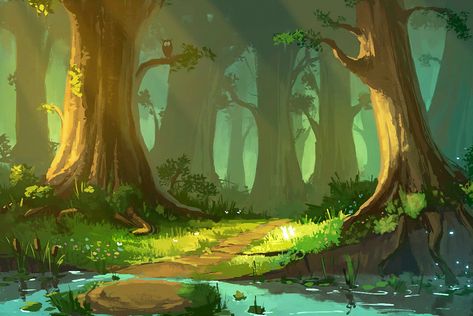 Art4 by Choops91 Scenery Art Reference, Forest Background Reference, Digital Forest Art, Cartoon Scenery Landscapes, Forest Reference Drawing, Drawing Forest Background, Forest Art Background, Forest Aesthetic Drawing, How To Draw A Forest