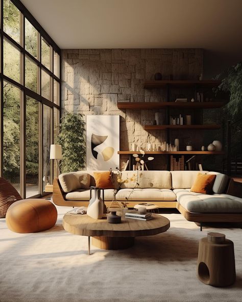 Which earthy toned living room are you choosing?✨ We design spaces for clients worldwide, find out more info on our website, link in bio! #interior #interiordesign Earthy Tones Living Room, Soft Industrial, Lounge Room Design, Living Room Corner, Lounge Design, European Design, Minimalist Living, European Designs, Drawing Room