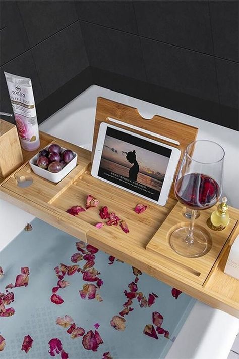 bathroom decor, bathroom, bathroom interior, bathroom inspiration, bathroom decor ideas, bath tub ideas, bath tub, bath tub aesthetic, bath tub decor, bath tray, bath tub tray, bath table, bath table trays, bath table ideas, gift ideas, gifts for girlfriend, gift ideas for best friend, self care aesthetic, gifts, spa day, self care, self care aesthetic pictures, self care ideas, self care day, night routine Bath Tray Caddy, Wood Bath Tray, Bathtub Storage, Wood Bathtub, Wooden Bathtub, Bath Board, Tub Tray, Bath Caddies, Bathtub Caddy