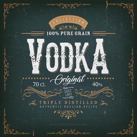 Vintage Vodka Label For Bottle Vintage Liquor Labels, Vodka Label Design, Vintage Alcohol Labels, 1920 Party, Bottle Lables, Prohibition Party, Vodka Labels, Liquor Bottle Labels, Whiskey Label