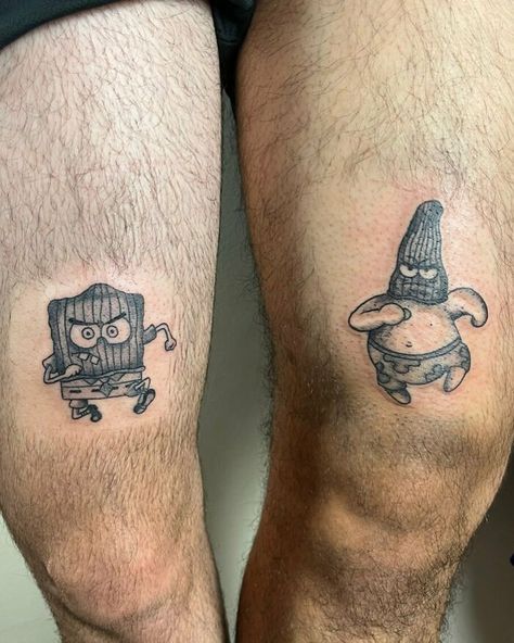 Matching Guy Tattoos Best Friends, Mens Friendship Tattoo, Guy Friend Tattoos Men, Cringe Matching Tattoos, Matching Men Tattoos, Chicken Nugget Tattoo Ideas, Funny Cousin Tattoos, Tattoo For Best Friends Men, Matching Tattoos Men Best Friends